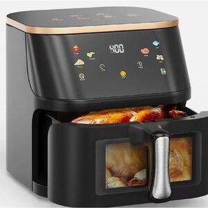 Black Air Fryer with Gold Trim